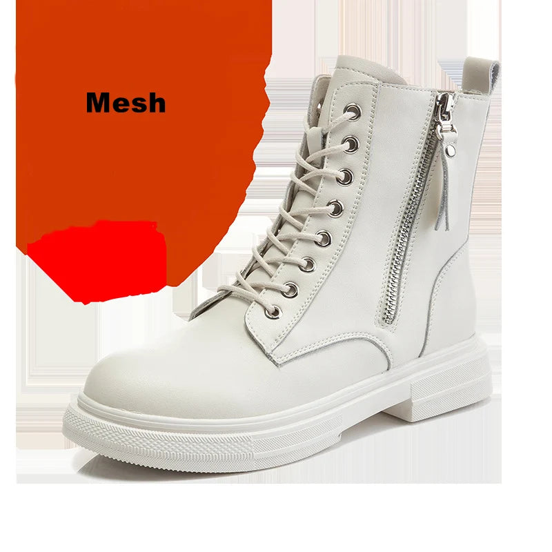 Genuine Leather Lace-Up Winter Boots