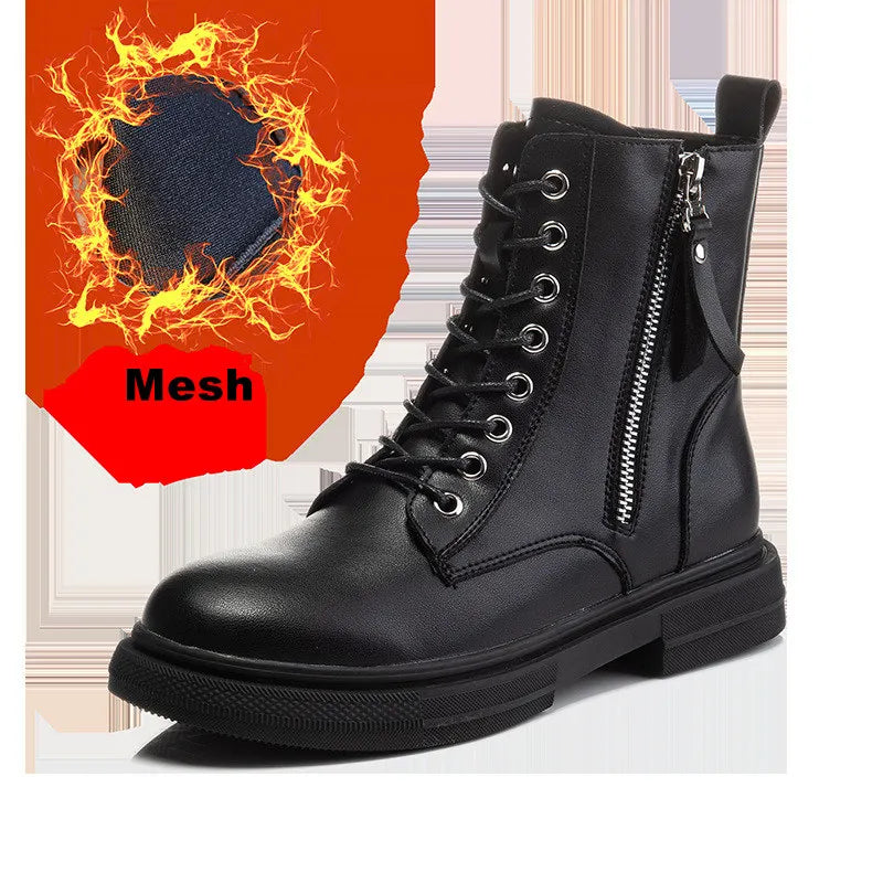 Genuine Leather Lace-Up Winter Boots
