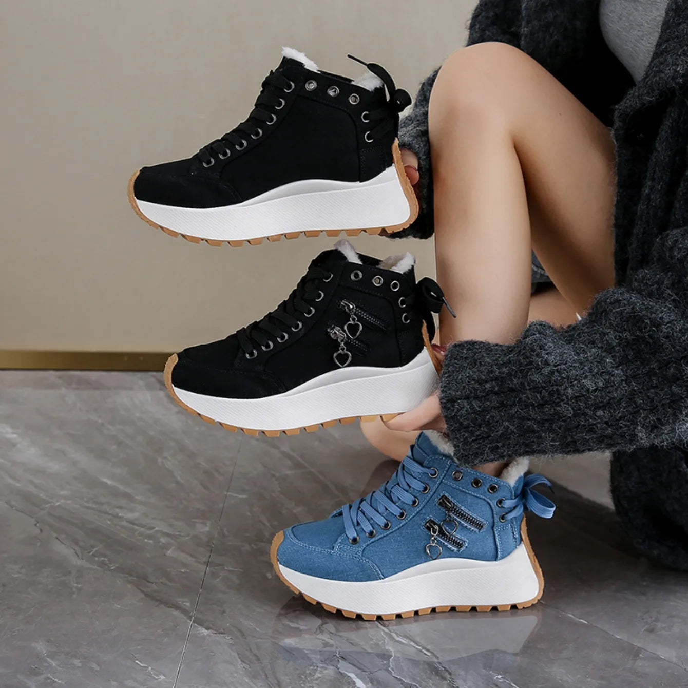 Aria Denim Lace-Up Sneakers