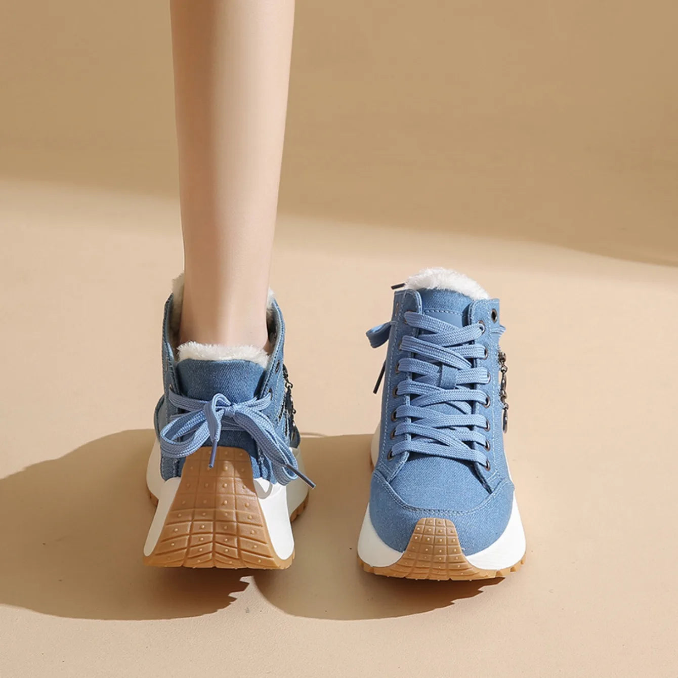 Aria Denim Lace-Up Sneakers