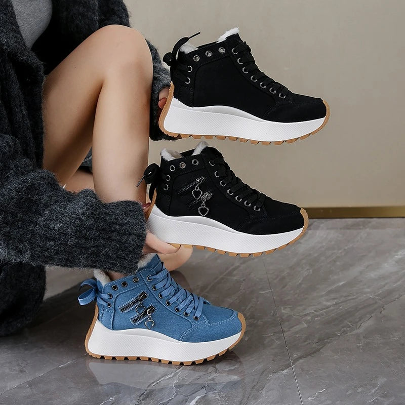 Aria Denim Lace-Up Sneakers