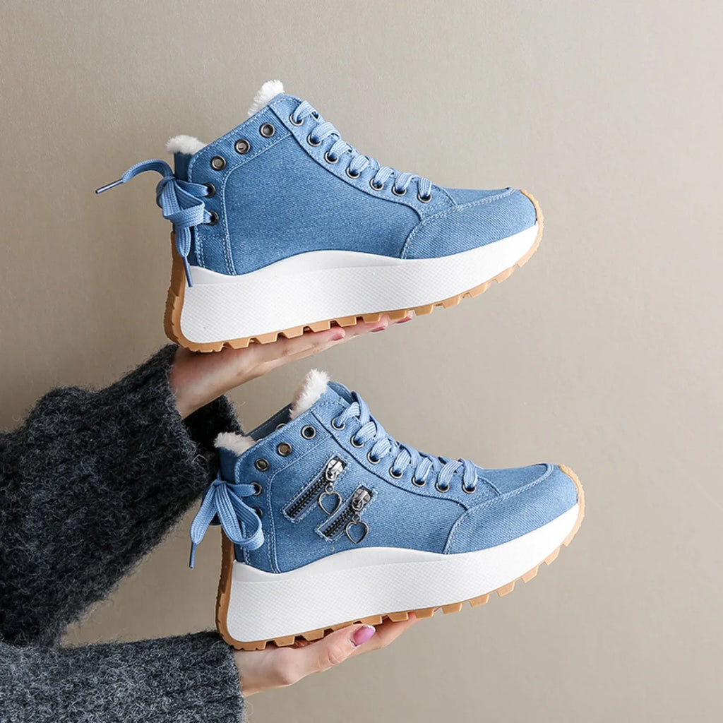 Aria Denim Lace-Up Sneakers
