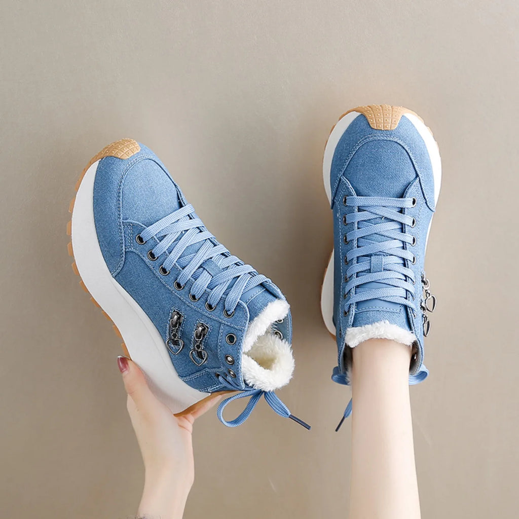 Aria Denim Lace-Up Sneakers