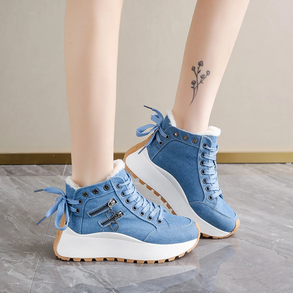 Aria Denim Lace-Up Sneakers