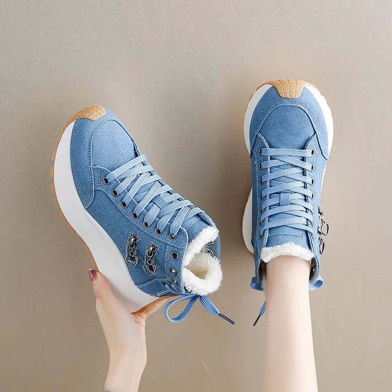 Aria Denim Lace-Up Sneakers