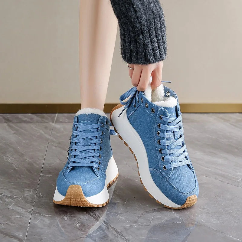 Aria Denim Lace-Up Sneakers